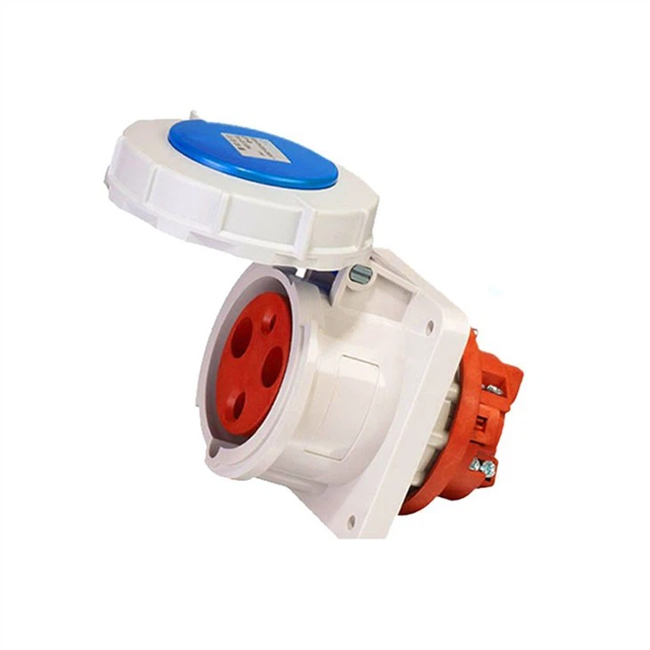 Pin & Sleeve Connector 63A 400V Cable Mount Socket 2P+E Blue